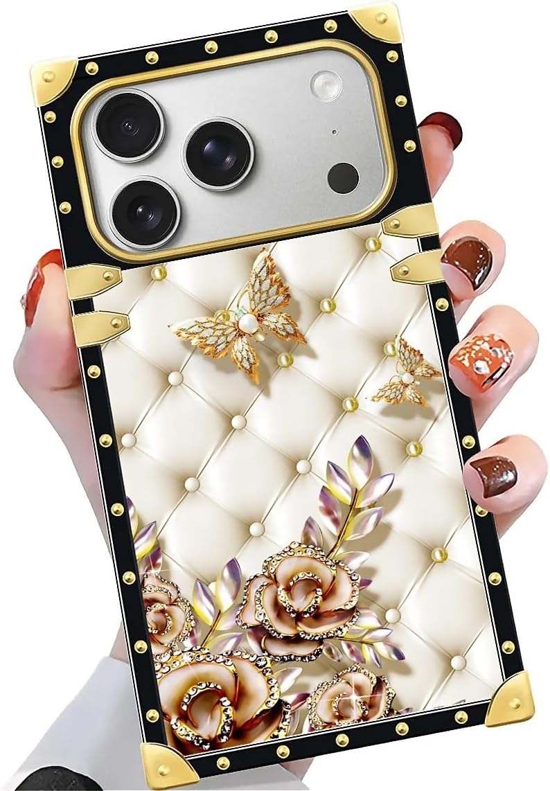 Case Compatible with iPhone 17 Pro Case,Luxury Soft TPU & Hard PC Back for Girls Women,Shockproof Protective Phone Cover for iPhone 17 Pro,1 Diamond Butterfly