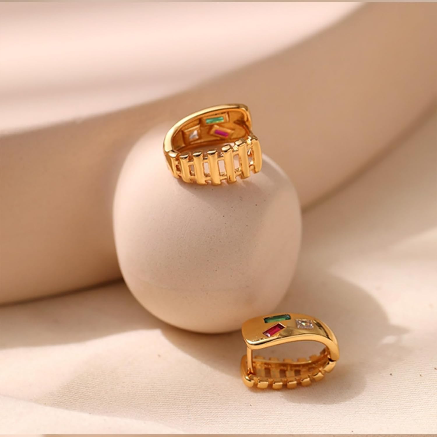 Colorful Rhinestone Hoop Earrings Crystal Cubic Zirconia Hoop Earrings Small Huggies Hoop Earrings for Women Jewelry Gifts - Image 5