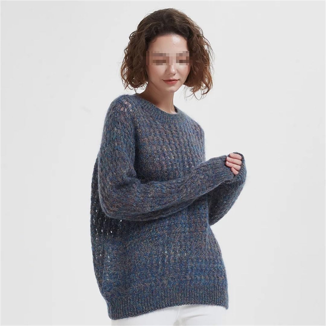 Jersey De Invierno para Mujer, Suéter con Cuello Redondo, Jersey De Punto De Lana De Manga Larga, Tops Sueltos