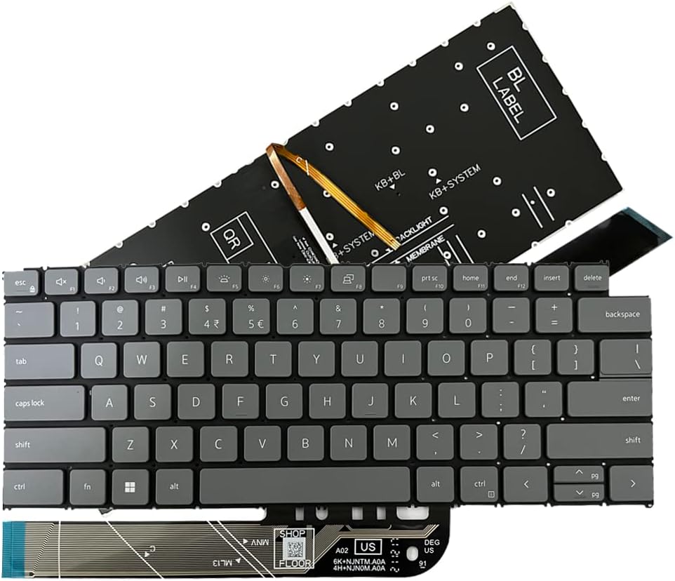 GinTai Laptops US Keyboard Backlit Replacement for Dell Vostro 5310 5320 5410 5415 / Latitude 3320 3420 (Gray)