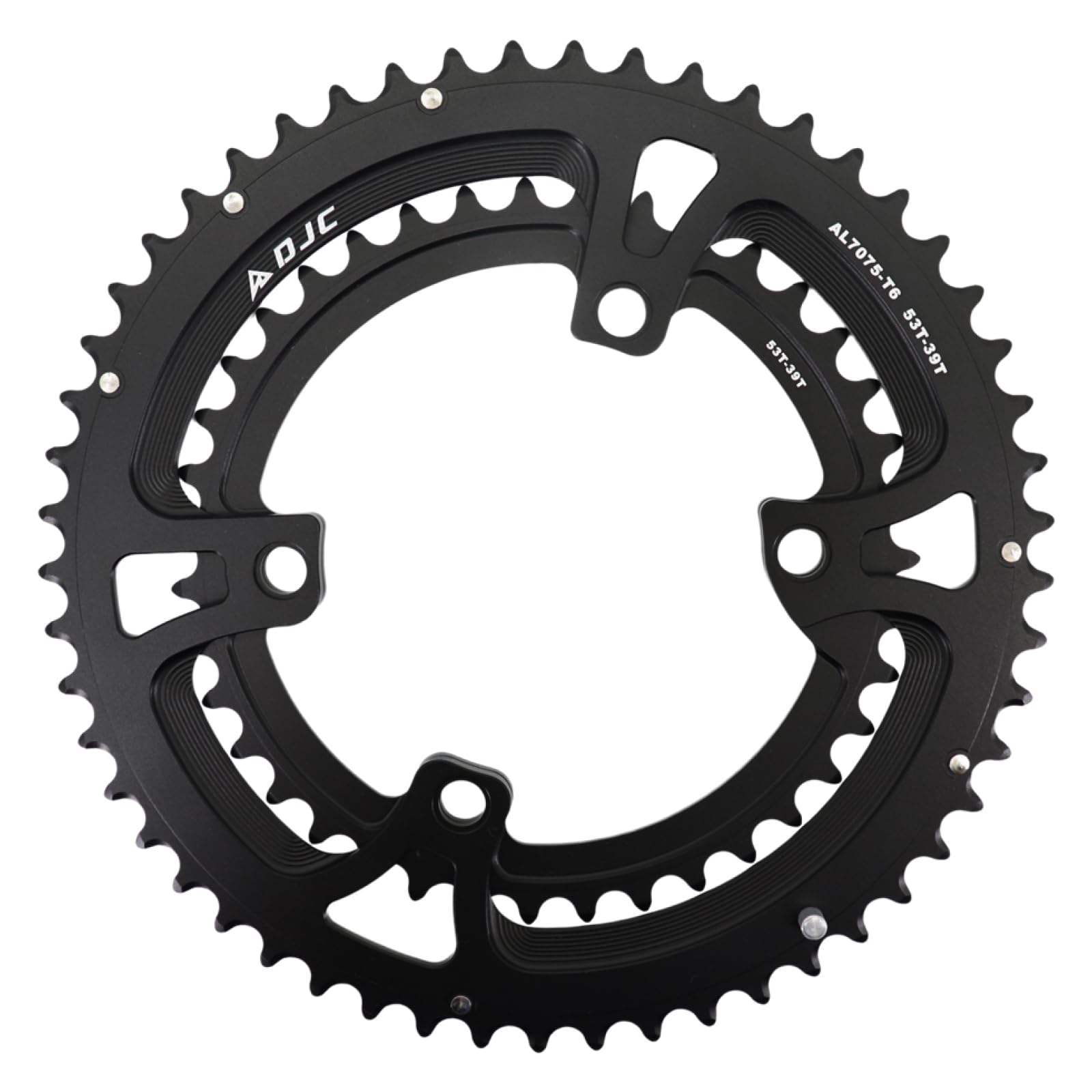 DJC Road Bike Chainring 110BCD 4 Arms Round 2X Chainring Double 50t-34t 52t-36t 53t-39t for Shimano 4700 5800 6800 9000 R7000 R8000 R9100