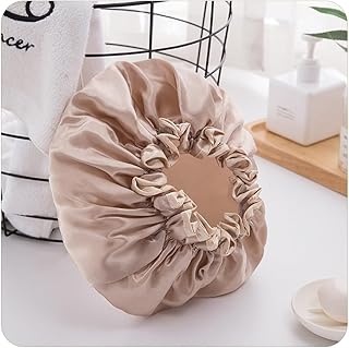 Shower Cap for Women Double Layer Waterproof Bath Cap Reusable Hair Protector Washable Elastic Shower Bonnet