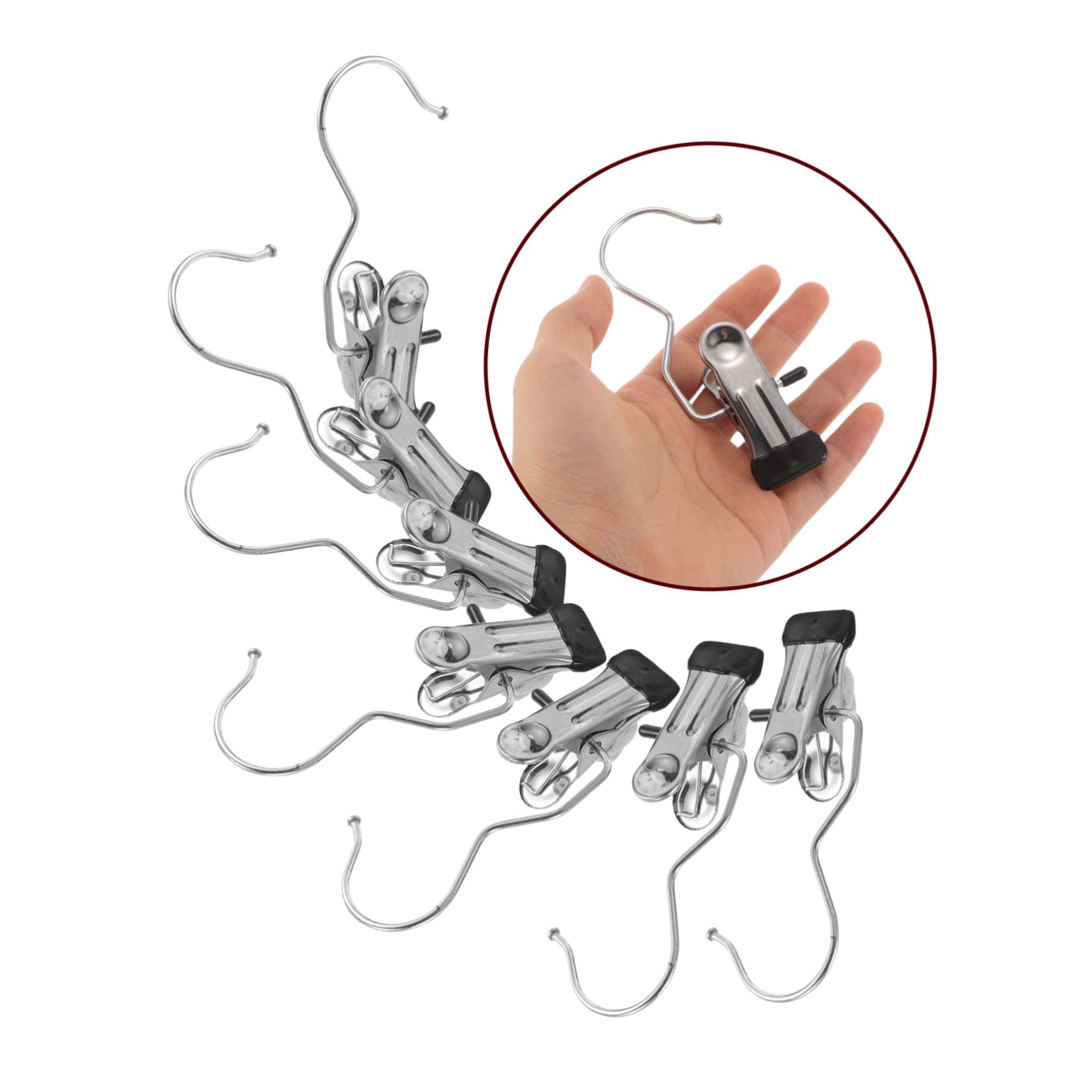 80 Stück Teiliges Edelstahl Wäscheklammer mit Starkem Halt Platzsparenden Kleiderbügel-Clips und Multifunktionalen Haken für Kleidung Handtücher Socken und Stiefel Rostfrei und