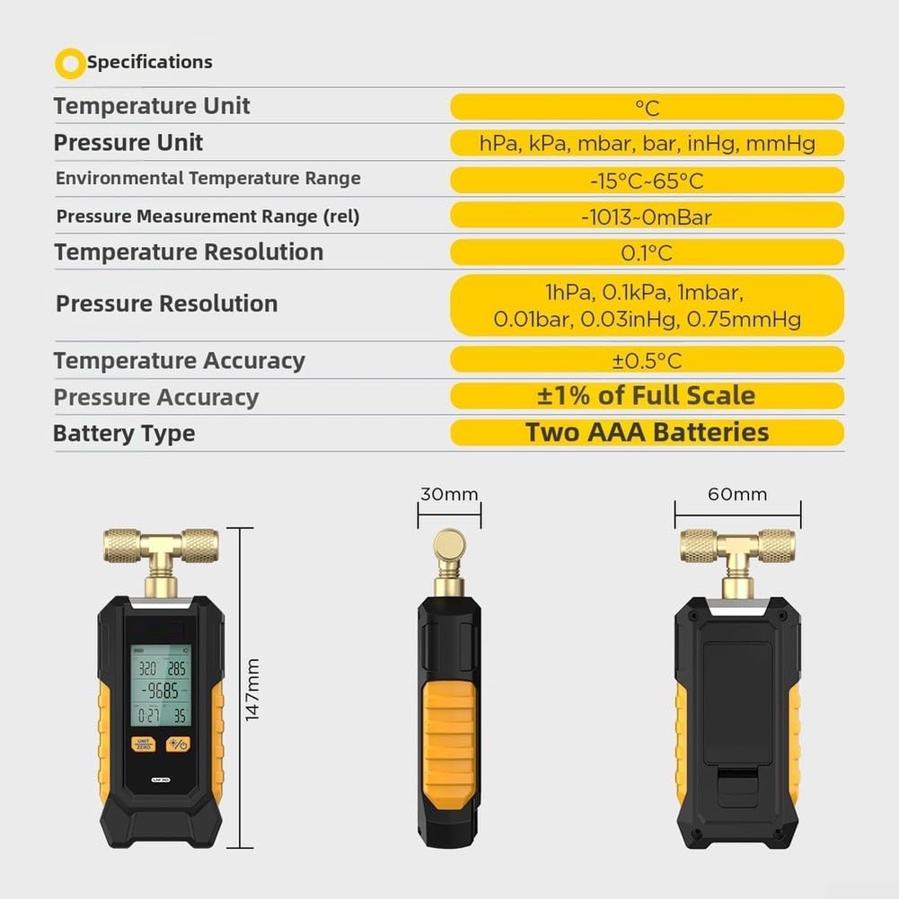 Calibro a vuoto digitale LM30 Calibrazione automatica a doppia modalità per strumento di test di rilevamento perdite di tenuta del sistema HVAC