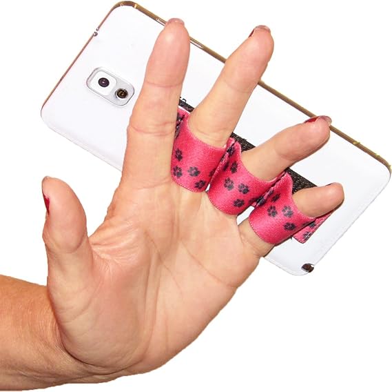 LAZY-HANDS 3-Loop Phone Grip - FITS Most - Paws Red