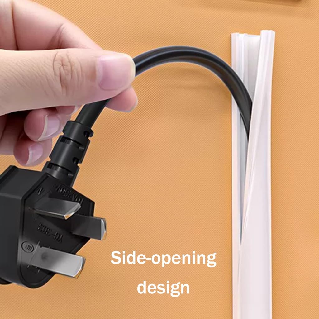 Cubrecables De Suelo con Apertura Lateral, Protector De Cables De Pared Autoadhesivo para Gimnasios, Diseño Semicircular/Resistente Al Pisado, para Oficina En Casa(Blanco)