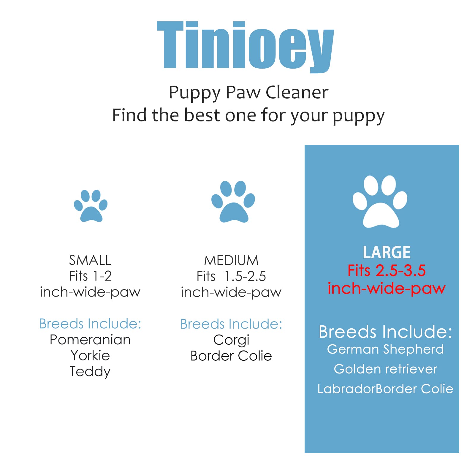 Tinioey Large Dog Paw Cleaner (with 3 Absorbent Towels & Bath Brush), Dog Paw Washer, Pet Foot Cleaner, Blue, XL - Image 2