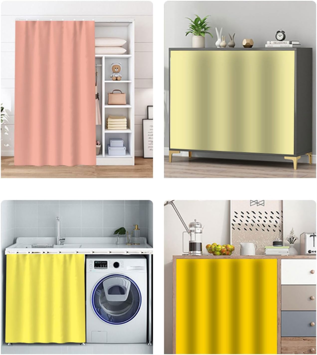 ワードローブ棚用カーテン。ほこりや日陰を防止。ソフトな感触。洗濯可能。キッチン、靴キャビネット、食器棚、洗濯機に最適。