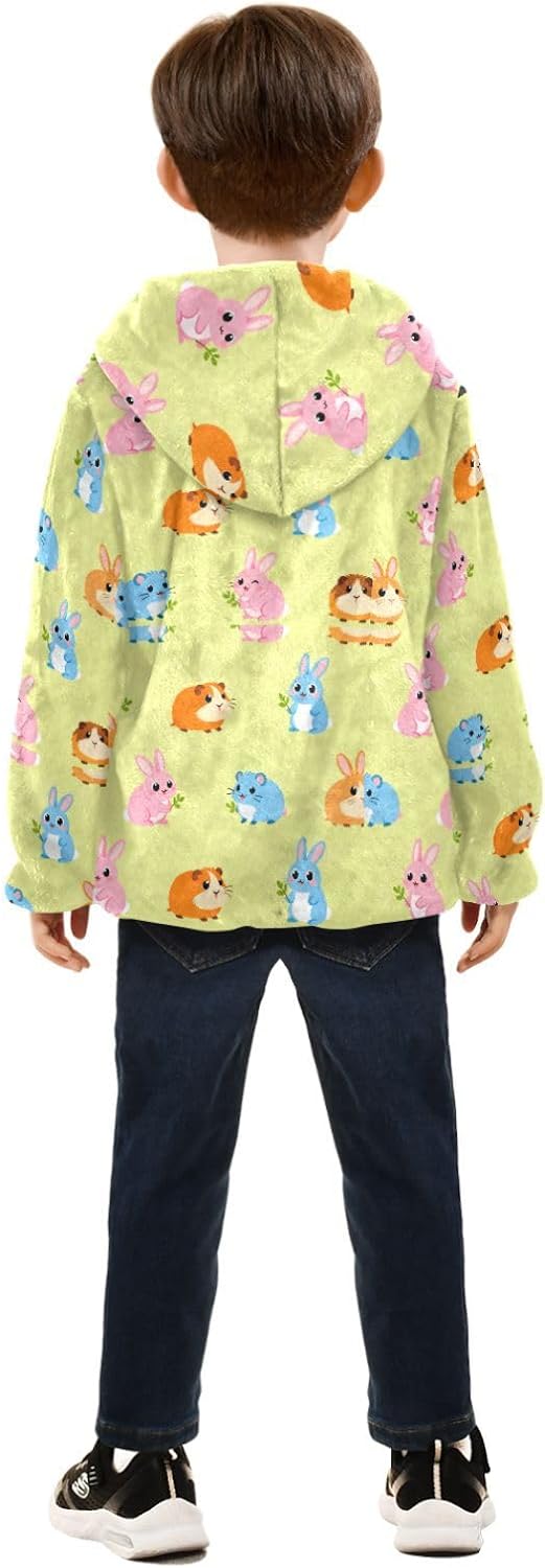 Bunnies and Guinea Pig Kid Fleece Jacket Children Clothing Trendy Baby Boys Clothes 3T