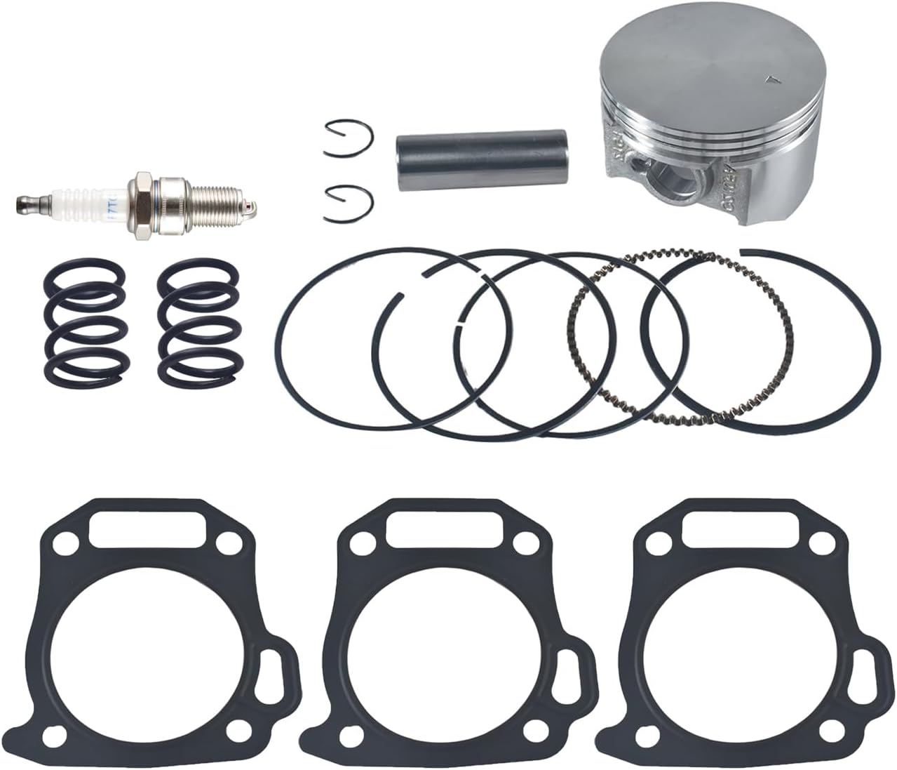 70mm Flat Top Piston .550 Rings Gasket Kit With 26lb Valve Springs for Predator 212 224cc GX160 GX200 5.5HP 6.5HP Gas Engine Mini Bike Go Kart High Compression Powersports Parts
