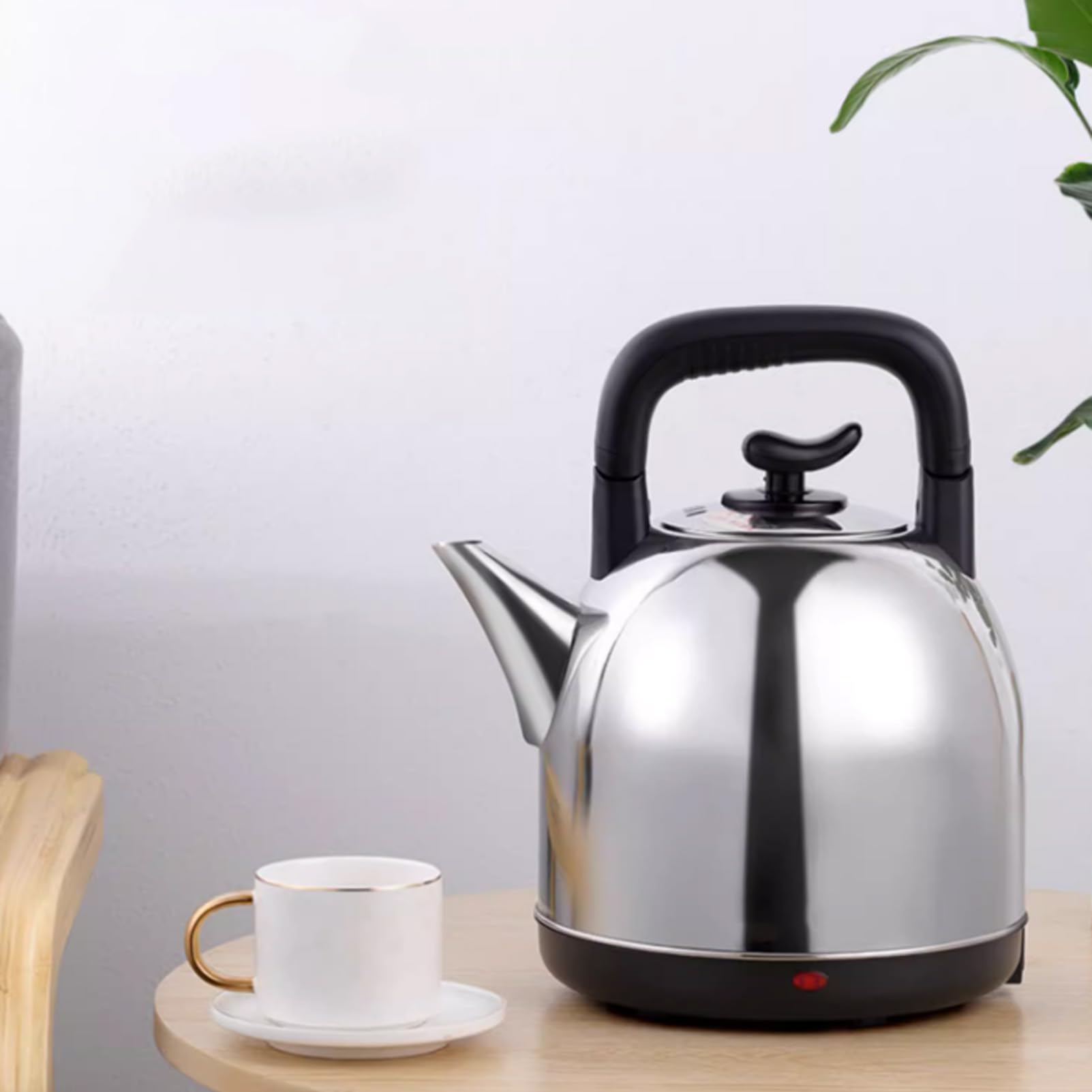 Hervidor eléctrico de acero inoxidable, 5 l de gran capacidad, base independiente, apagado automático y protección contra ebullición en seco. Plateado, talla única.