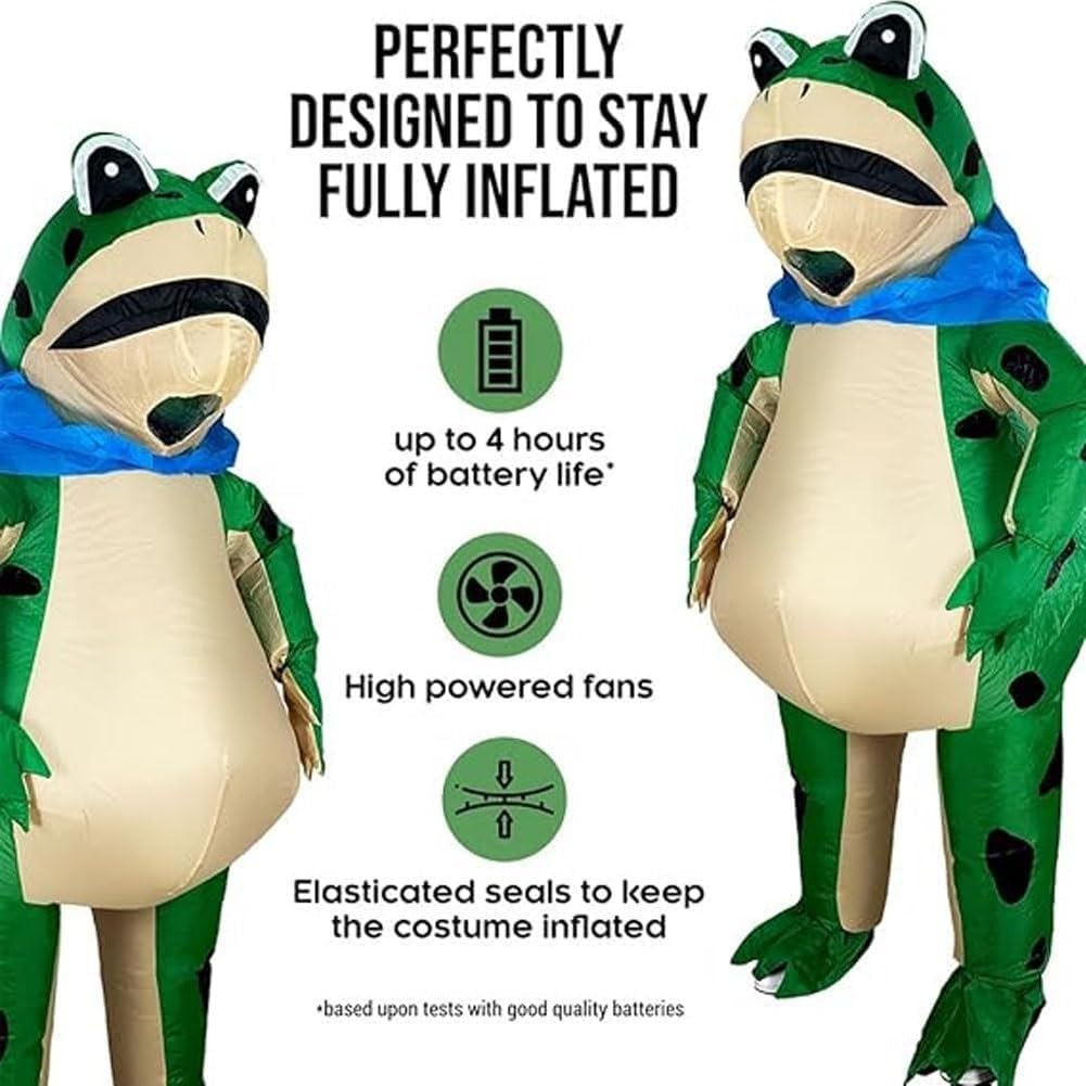 Inflatable Frog Costume for Adult & Kid，Funny Blow Up Frog Costume Adult with Air Pump，Unisex Party Outfit for Cosplay Party