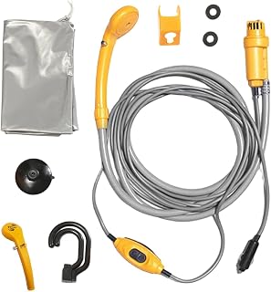 Portable Shower - Portable Electric Universal 12V, Outdoor Car Wash Kit | For Adventure RV Motorcycle Car Wash Hiking Beach Travel Pet Bath Road Trip