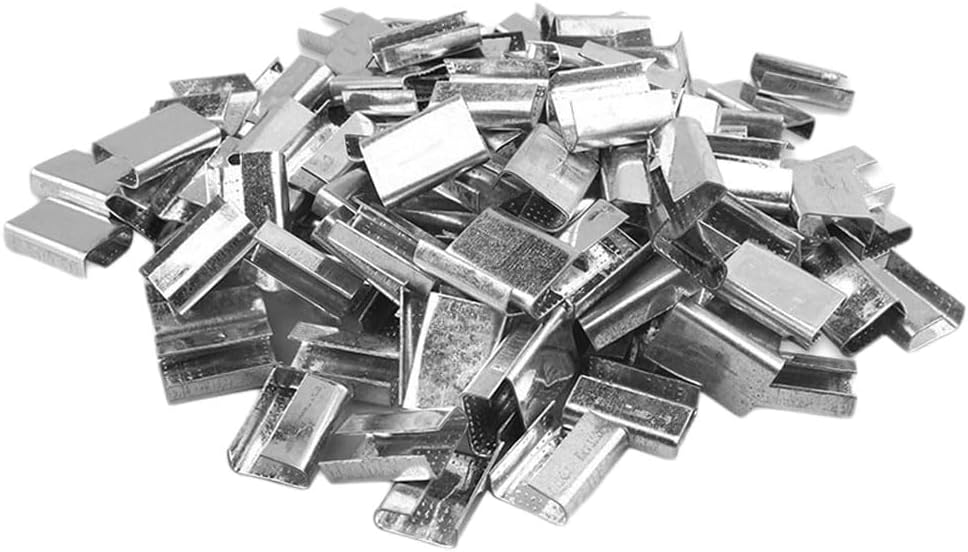 TOP-MAX Open Strapping Clamps, Snap-On Shipping Secure, Heavy Duty Metal Clips for 19 mm PET/PP Band, Secure Cardboard Packaging, Pack of 150