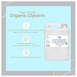 100% Organic Glycerin - Bulk 1 Gallon - For Skin & Hair - Food Grade - USDA Certified - Not From Palm Oil - Perfect Skin and Hair Moisturizer