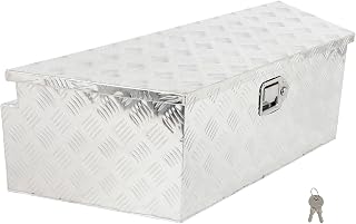 SCITOO 39 Inch Diamond Plate Truck Bed Tool Box,Aluminum Heavy Duty Crossover Storage for Most Full Size Pickups,Lockable Weatherproof Chest,Fits 39" Truck Beds,Easy Access to Load and Unload