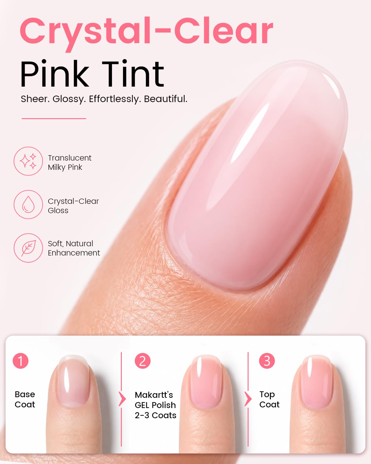 Makartt Jelly Sheer Pink Gel Nail Polish 15ml image 2