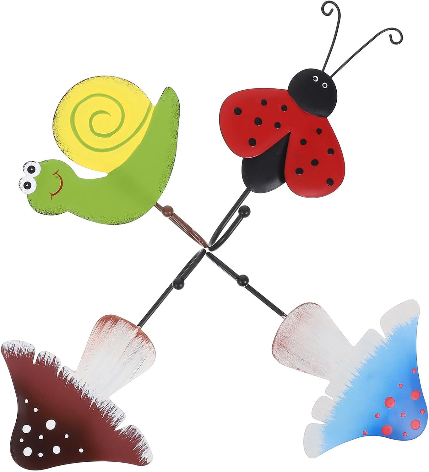 PRETYZOOM 4pcs Decorative Metal Wall Mount Coat Hooks Cartoon Mushroom and Insect Shapes, Colorful Hat Hangers for Home Organization and Wall Storage in Living Room Or Bedroom