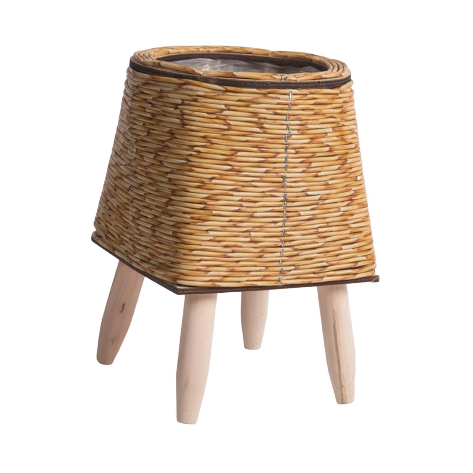 mophrati Vibrant Planter Pot With Stand Adds Delightful To Landing Flower Basket With Wood Legs For Beautiful Home Or Office Decor Floor Flowerpot Organizer