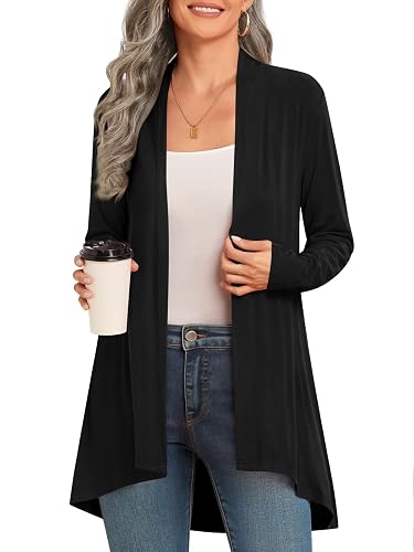 Anymiss Womens Long Cardigan Lightweight Flowing Hem Knit Jackets S-2XL
