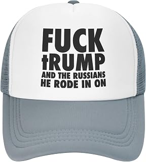 Fu.ck Tr-u m-p and The Russians He Rode in On Gifts Trucker Hat Men Baseball Hats for Men Gym Baseball Cap Dad Hat