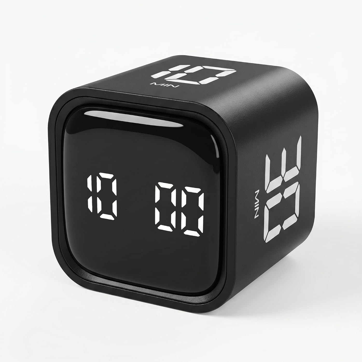 Pomodoro Timer Cube, Productivity Visual Timer Flip, 5/10/30/60 Min Preset Custom Countdown, ADHD Tool Rotating Countdown Stopwatch, Vibrate/High/Low Volume, for Study, Work, Game, Kitchen-Black