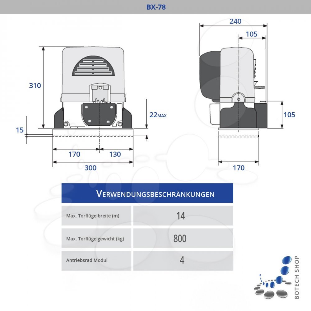 CAME BX 78 Moteur 230V pour les portails coulissants - Kit L