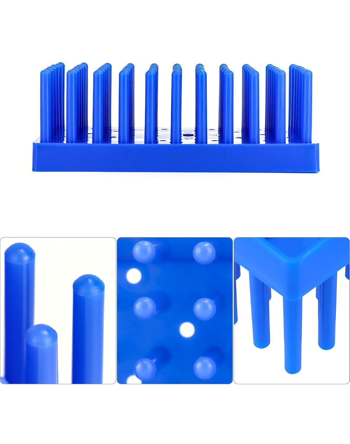 QWORK Test Tube Rack, Plastic Spike Drying Rack Holds, 4 Pack, 66-Position, for 12-16 mm Tubes, Blue