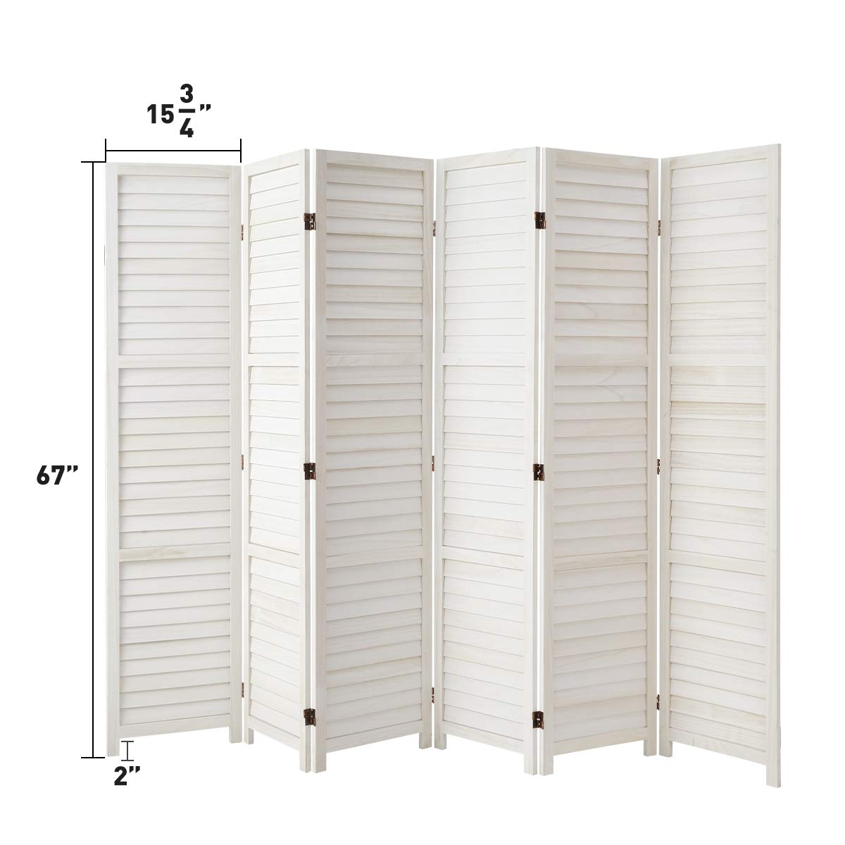 Esright 6 Panel Wood Room Divider, 5.6 Ft Tall Folding Privacy Screen