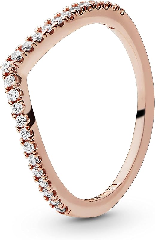 PANDORA Sparkling Wishbone Ring Rose Gold 54 (US Size 7)
