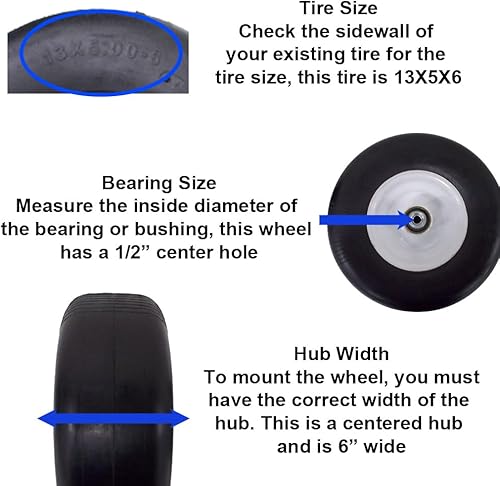 Miniatura 2 de Paquete de 2 unidades de 13 x 5 x 6 pulgadas sin parte delantera plana a prueba de pinchazos se adapta a las cortadoras Toro que coinciden con los