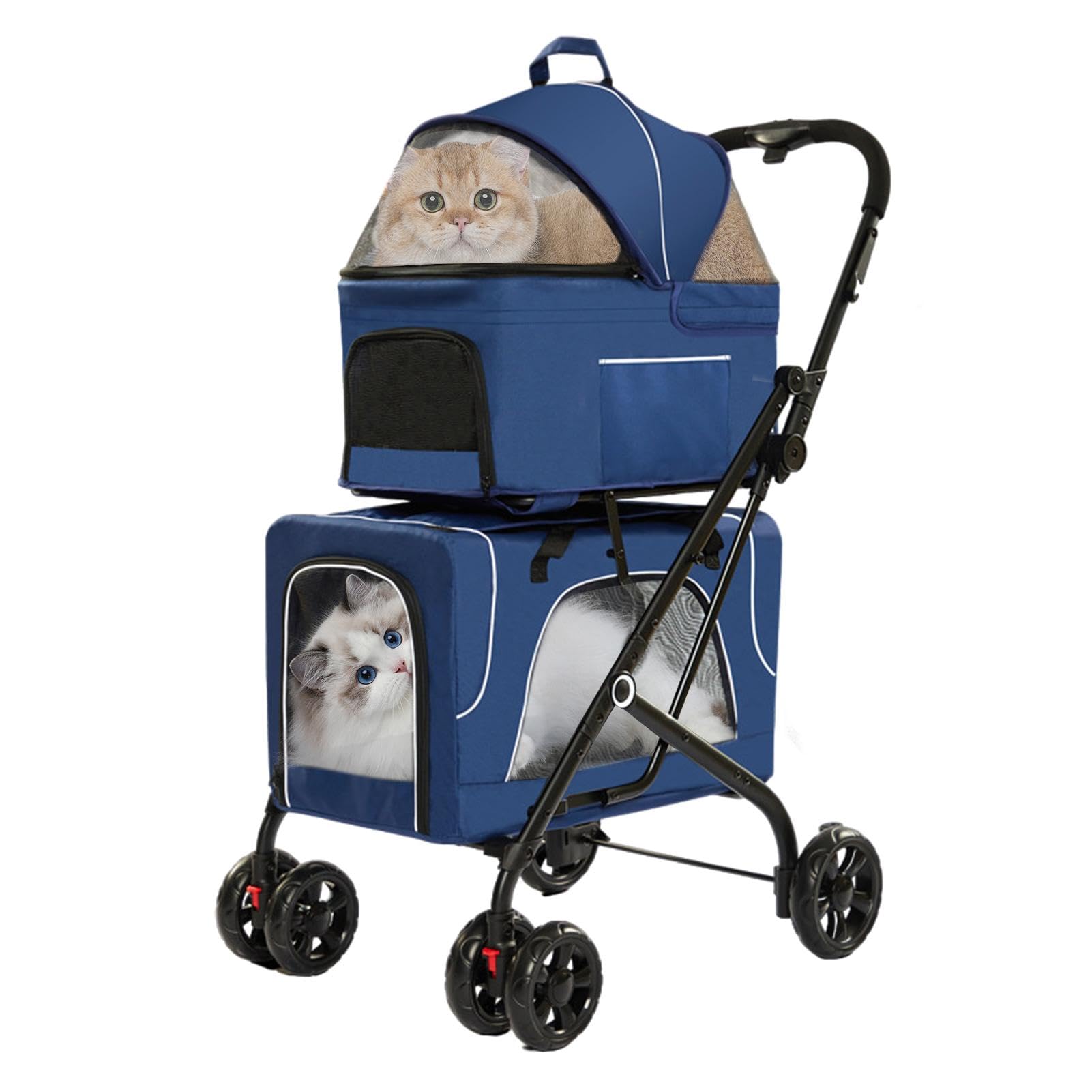 Cochecito para perros para 2 perros,Cochecito para mascotas para 2 perros, Cochecito para mascotas con forma de autobús Cochecito doble para gatos, Cochecito ligero para gatos, transportador doble par