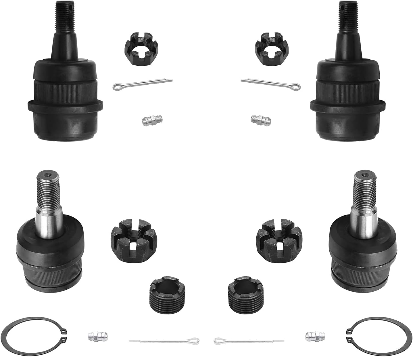 Detroit Axle - Front Ball Joints for Jeep Grand Cherokee Wrangler Comanche Wagoneer TJ, 4pc Upper & Lower Ball Joints Set Replacement