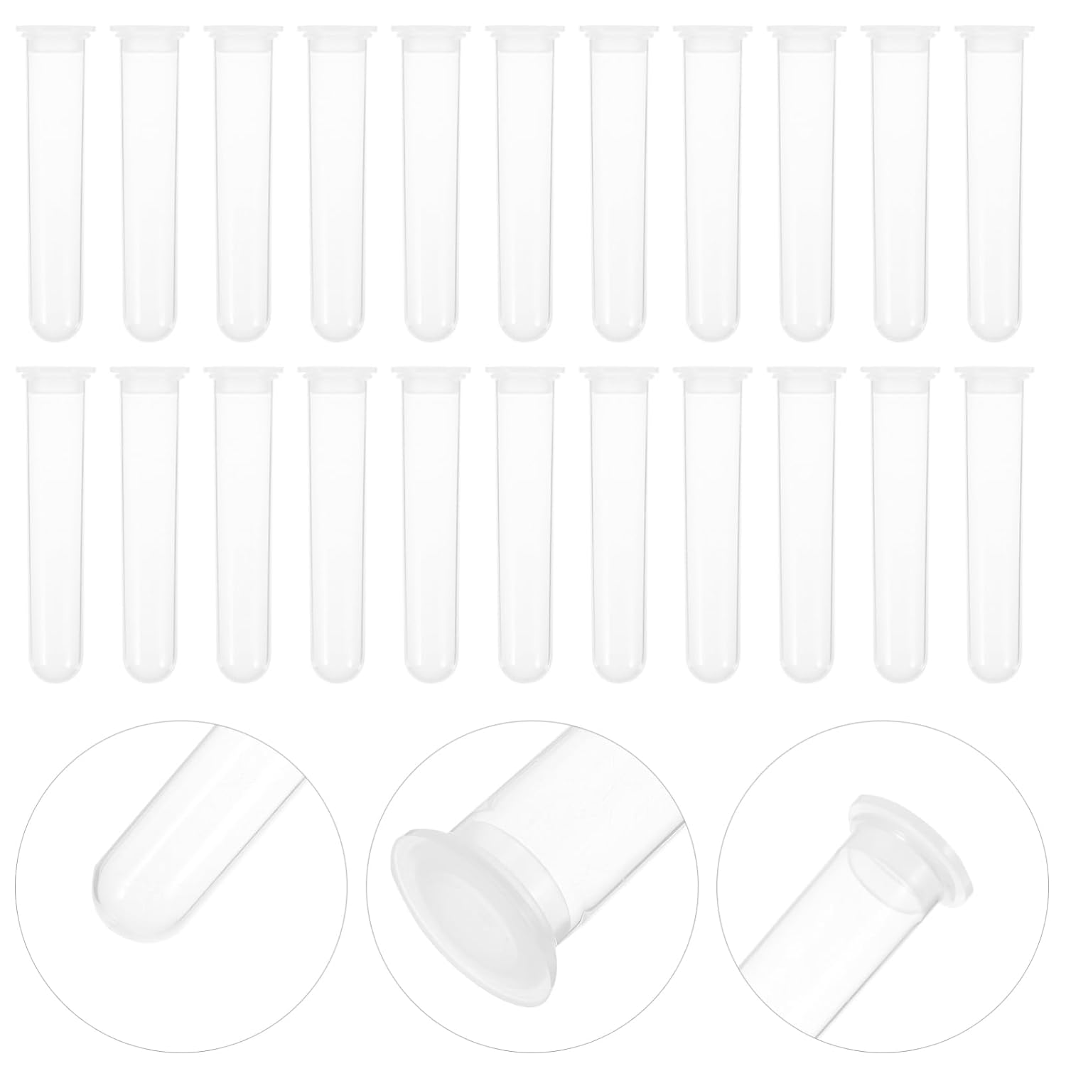 GANAZONO 20ml Lab Tubes 100 pcs Plastic Round Bottom Test Tubes Screw Caps Microcentrifuge Vials for Sample Storage and Testing