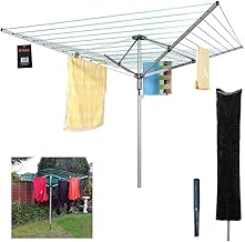 H-LINE 4 Arm 50M Rotary Airer Outdoor Garden Laundry Clothes Washing Line Dryer Folding