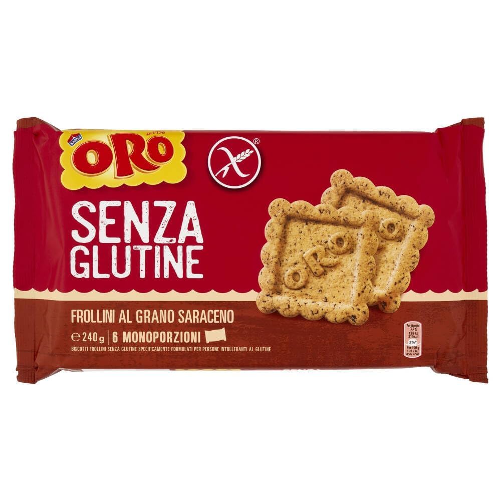 Italian Gourmet Bundle Glutenfreie Buchweizen-Kekse 12x 240g + Italian Gourmet Polpa Gratis – Italienische Frollini al Grano Saraceno, 6 Einzelportionen pro Packung, Frühstückskekse 2,88kg