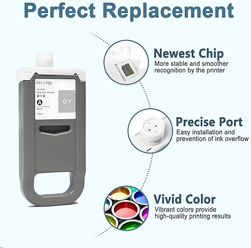 Vista 19 de KSUMEI Pfi-1700 Cartucho de tinta de pigmento remanufacturado para impresoras Canon imagePROGRAF Pro 2000 2100 4000 4000s 4100 4100s 6000 6000s 6100