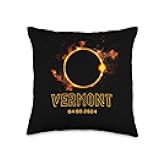 Total Solar Eclipse 2024 Creationz Vermont Total Solar Eclipse 2024 April 8th Souvenir Throw Pillow, 16x16, Multicolor