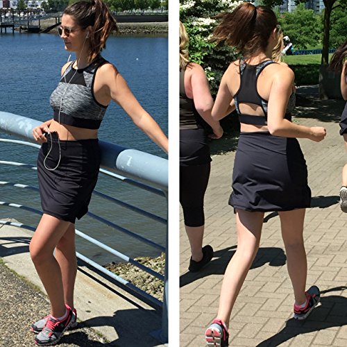 Tennis Skort, Active Fitness Sports Skorts with Side and Waistband Hidden Pockets, Tummy Control (Small) Black