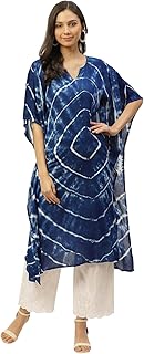 Maaesa Women Handcrafted Tie &amp; Dye Rayon Crepe Kaftan Kurta | Casual Wear | Flowy Kaftan Style | Lightweight &amp; Breathable ...