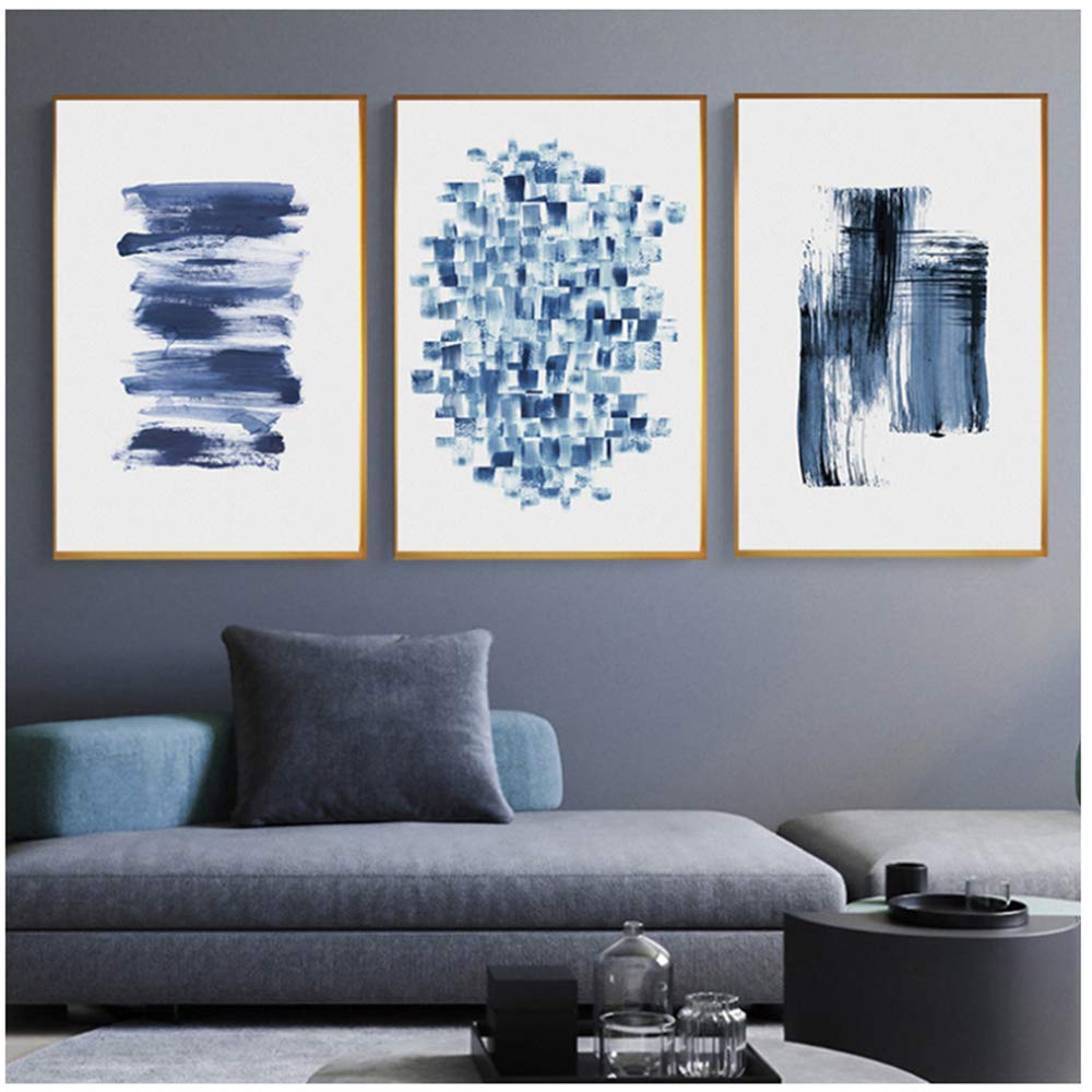 Modern Blue Watercolor Canvas Painting Print Poster Navy Blue Home Decor Wall Art Picture For Living Room Aisle 50x70cm No Frame Amazon Co Uk Kitchen Home