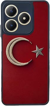 Realme C61 Uyumlu Bayrak Figürlü, Mat Siyah, Yumuşak Silikon, Koruyucu, Şok Emici Telefon Kılıfı