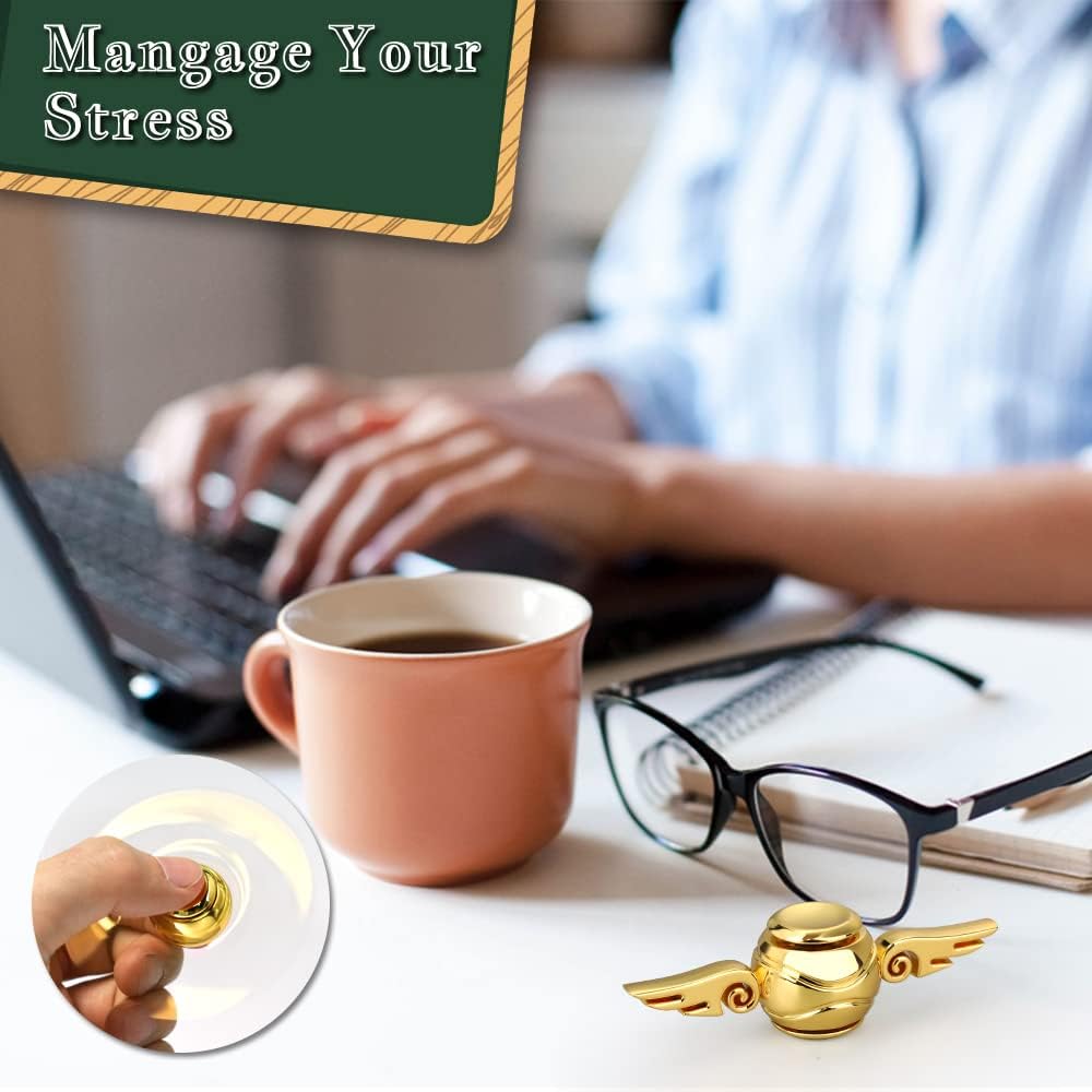 Golden Fidget Spinner Toy Cake Topper Decor, Finger Hand Spinners for Kid Adult, Fingertip Gyro Stress Anxiety Relief Toys Gift Easter Egg Filler Party Favor - Image 3