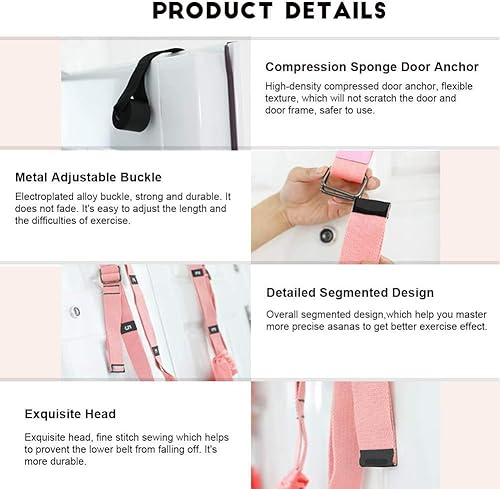Miniatura 2 de Correa de estiramiento de yoga, fitness, estirador de piernas ajustable, entrenador de asistencia para flexión de espalda, mejora la flexibilidad de
