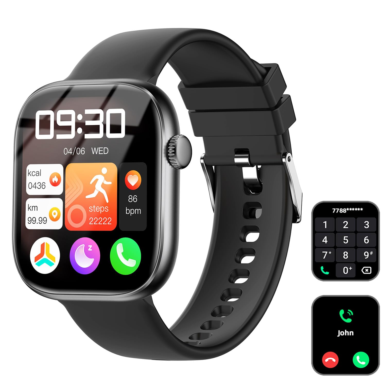 Smart Watch for Women Men, 1.83" HD Touchscreen, Fitness and Sleep Trackers, Heart Rate Monitor,...