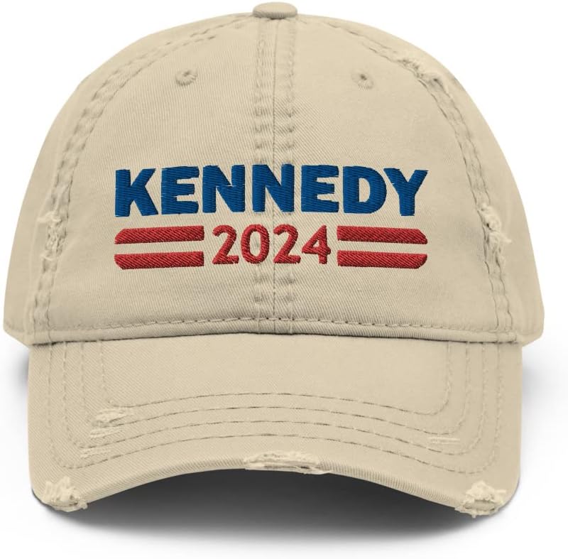 Kennedy 2024 Hat (Embroidered Distressed Dad Cap), RFK JR for President 2024, Robert F Kennedy Jr Merch
