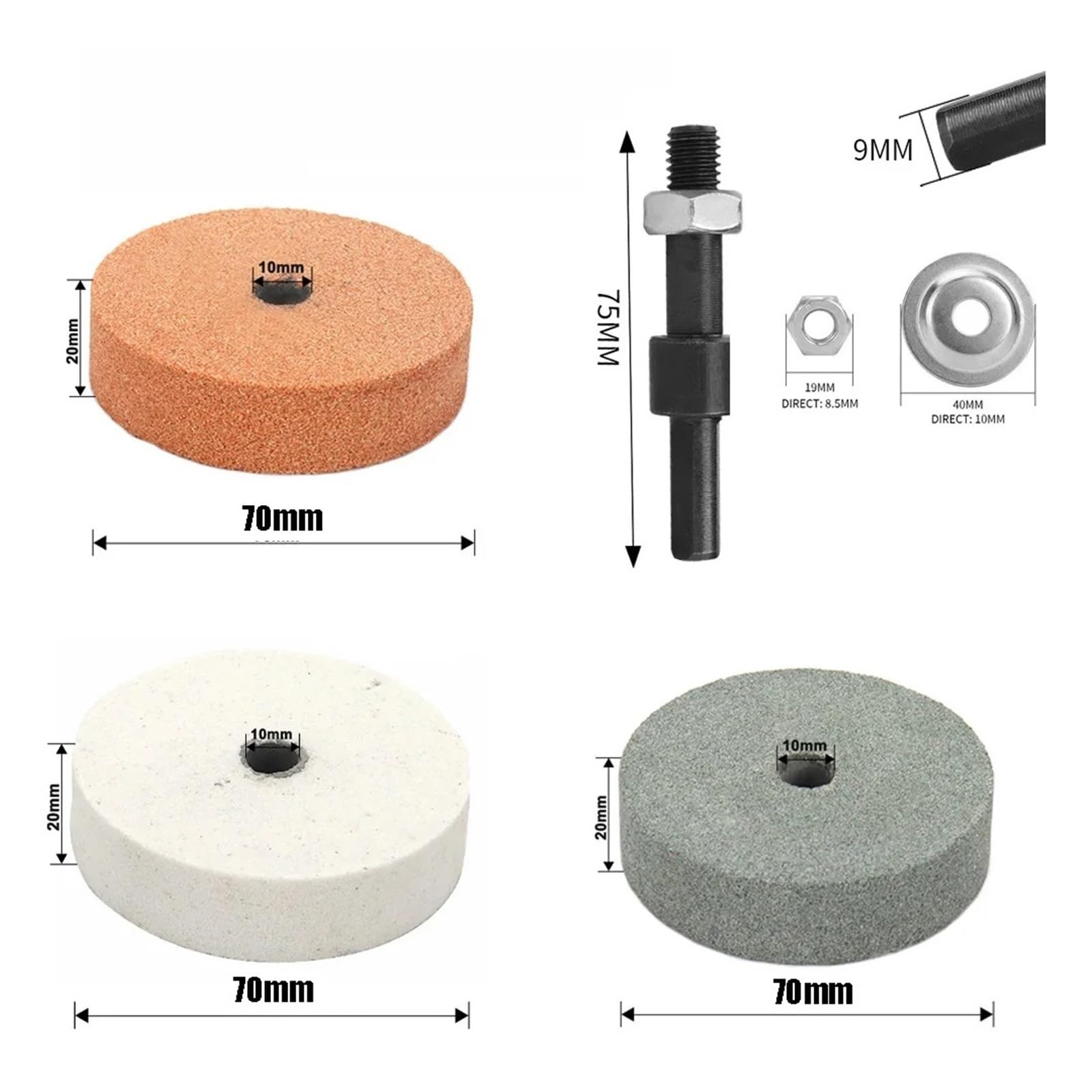 Almohadilla de pulido for muelas 75mm y 3 ", piedra lijado Compatible con herramientas amoladora banco cerámica(C set)