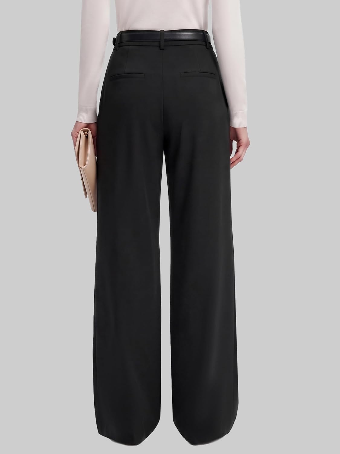 Sunzel Pleated Wide Leg Dress Pants for Women High Waisted Work Trousers | Slimming pleated front, deep pockets, pull-on elastic waist, wrinkle-resistant stretch slacks for business casual
