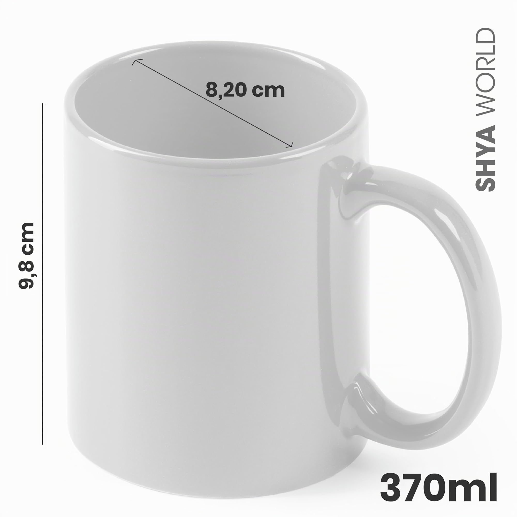 36 Tazas blancas de cerámica 370ml presentada en caja individual. Aptas para microondas y lavavajillas. (Blanco, 36)