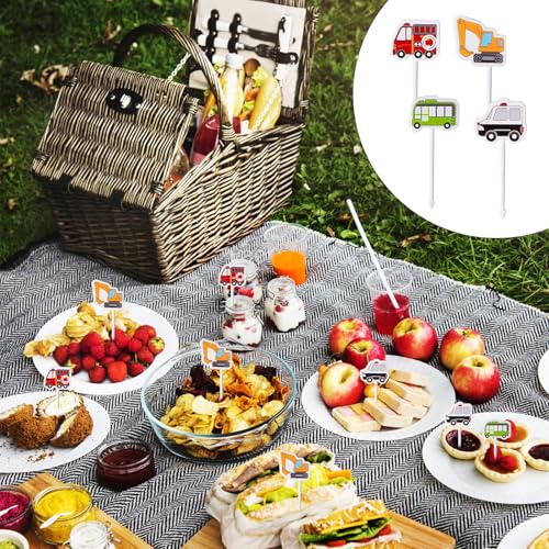 Miniatura 4 de Dewocke Mini Tenedores De Frutas Para Niños, 18 Unidades De Tenedores De Postre En Forma De Coche, Palillos De Dientes Reutilizables Para Bento, Tenedores De Frutas Pasteles Para Fiesta Cumpleaños